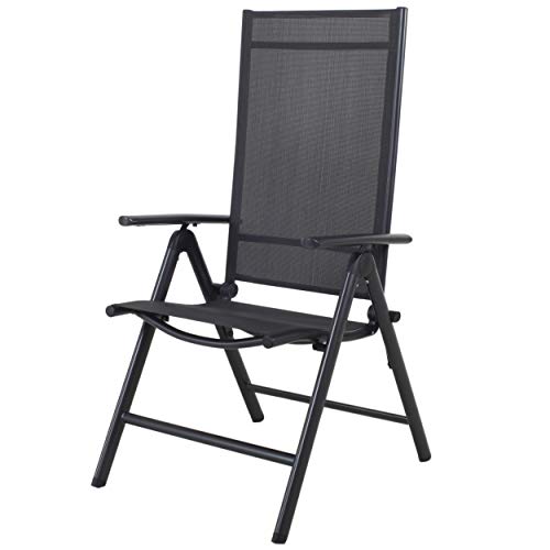 Chicreat Silla plegable de aluminio Korfu, 67 x 59 x 113 cm, Carbón