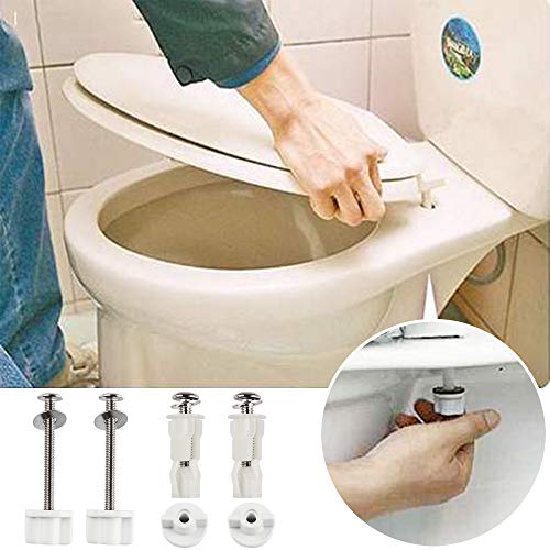 Chudian 5 pares Tornillos para Inodoro, Fijación de Tapas Asiento WC Bisagras Accesorios con Tornillos para Montar y Fijar la Tapa del WC (3pares Blanco + 2pares Negro)