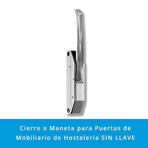 Cierre Automático de Palanca Sin llave para Puerta Frigorífico, Congelador y/o Cámara | Maneta con Nariz Tipo A (Acero Cincado) | Intercambiable Derecha e Izquierda | Zamak 5 de Brillo Cromado