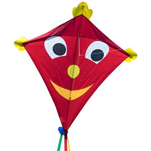 CIM Gran cometa - SUPERCOMETA Happy Eddy XL - Cometa para niños mayores de 6 años - 102 x 108 cm - Incluye hilo de cometa de 80 m y colas a rayas