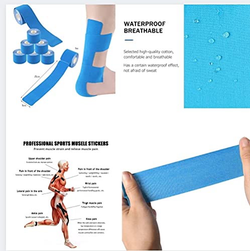 Cinta Kinesiologica - Kinesio Tape - Venda Neuromuscular Adhesiva - Alivio Dolor Muscular - Impermeable - Elástica - Vendaje Kinesiológico - Rollo 5x5 cm (Azul)