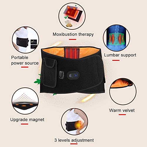 Cinturón de Soporte Lumbar, Masaje Infrarrojo, Compresión Caliente, Cinturón de Soporte Lumbar para el Alivio del Dolor de Espalda Baja y la prevención de Lesiones