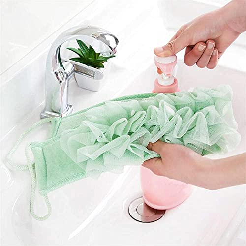 Cinturón Ducha Exfoliante, 2 Piezas Limpieza Espalda Ducha Baño, Esponja Limpieza Espalda, Depurador Cuerpo Nailon, para Ducha, Baño, Limpieza Corporal, Amarillo, Verde