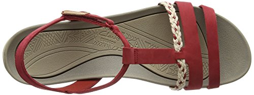 Clarks Tealite Grace, Sandalias con Tira Vertical para Mujer, Rojo (Red Nubuck), 39 EU