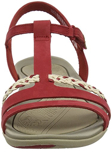 Clarks Tealite Grace, Sandalias con Tira Vertical para Mujer, Rojo (Red Nubuck), 39 EU