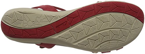 Clarks Tealite Grace, Sandalias con Tira Vertical para Mujer, Rojo (Red Nubuck), 39 EU