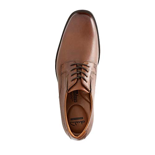 Clarks Tilden Plain, Zapatos de Cordones Derby Hombre, Marrón (Dark Tan Leather), 43 EU