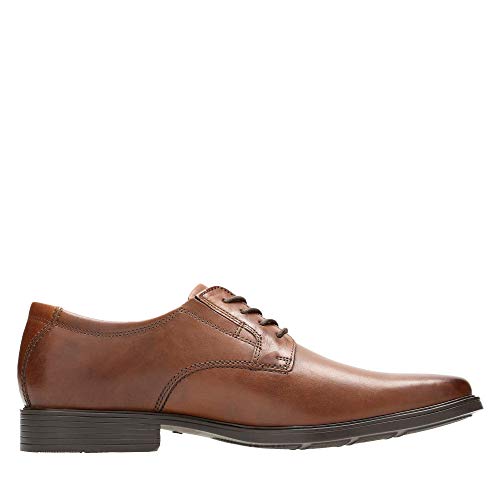 Clarks Tilden Plain, Zapatos de Cordones Derby Hombre, Marrón (Dark Tan Leather), 43 EU