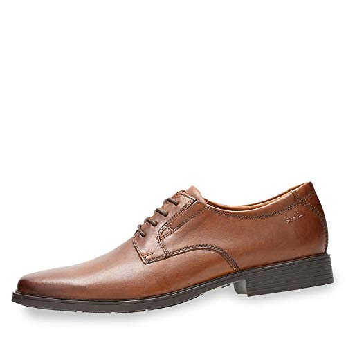 Clarks Tilden Plain, Zapatos de Cordones Derby Hombre, Marrón (Dark Tan Leather), 43 EU