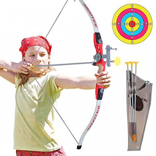 Clickwoo Juego de Tiro Arcos y Flecha para Niños, Tiro con 3 Arco Flechas, Juego de Tiro con Arco para Niños con Objetivos y Carcaj, Juguetes de Exterior Regalo para Niños a Partir de 6 9 10 años