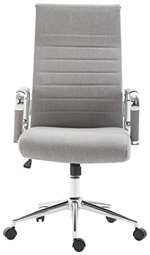 CLP Silla De Oficina Kolumbus Ergonómica Tapizada En Tela & Base con Ruedas I Silla De Escritorio Regulable En Altura, Color:Gris