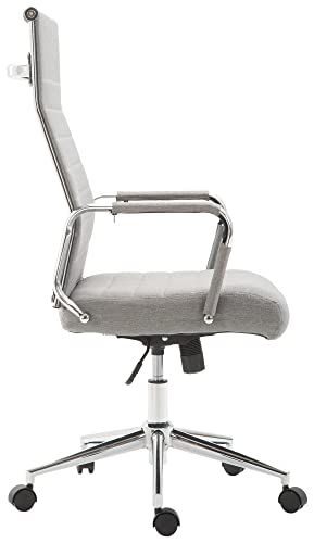 CLP Silla De Oficina Kolumbus Ergonómica Tapizada En Tela & Base con Ruedas I Silla De Escritorio Regulable En Altura, Color:Gris