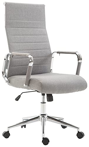 CLP Silla De Oficina Kolumbus Ergonómica Tapizada En Tela & Base con Ruedas I Silla De Escritorio Regulable En Altura, Color:Gris