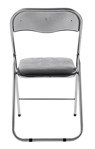 CLP Silla Plegable Felix con Estructura De Metal I Silla De Conferencia Acolchada I Silla De Eventos Plegable, Color:Negro/Plata