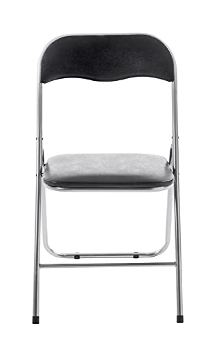 CLP Silla Plegable Felix con Estructura De Metal I Silla De Conferencia Acolchada I Silla De Eventos Plegable, Color:Negro/Plata