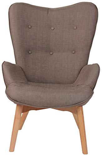 CLP Sillón Orejero Nórdico Durham Tapizado En Tela I Butaca De Salón En Estilo Escandinavo I Sillón De Lectura con Base De Madera I Color:, Color:Gris Pardo