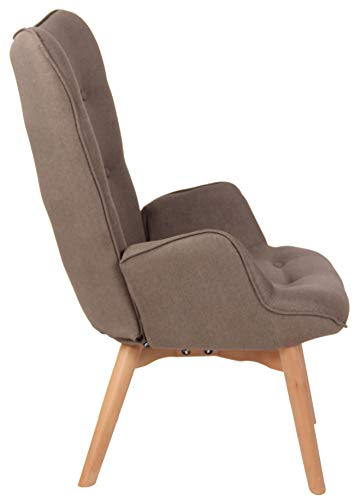 CLP Sillón Orejero Nórdico Durham Tapizado En Tela I Butaca De Salón En Estilo Escandinavo I Sillón De Lectura con Base De Madera I Color:, Color:Gris Pardo