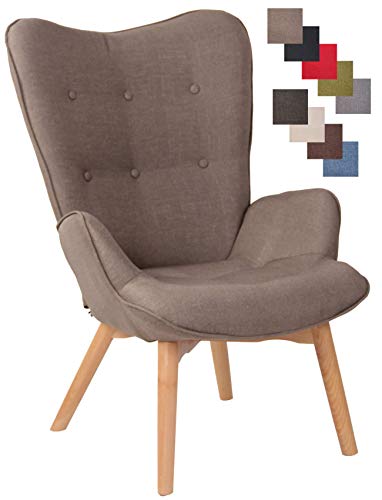 CLP Sillón Orejero Nórdico Durham Tapizado En Tela I Butaca De Salón En Estilo Escandinavo I Sillón De Lectura con Base De Madera I Color:, Color:Gris Pardo