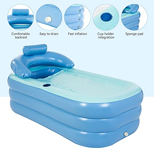 CO-Z Bañera Portátil para Adultos 160x82x72cm Bañera Hinchable de PVC para Ducha SPA Hinchable con Bomba Eléctrica (bomba eléctrica)