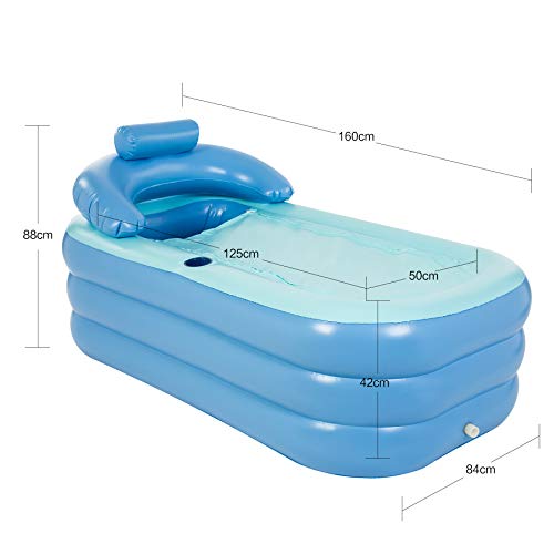 CO-Z Bañera Portátil para Adultos 160x82x72cm Bañera Hinchable de PVC para Ducha SPA Hinchable con Bomba Eléctrica (bomba eléctrica)