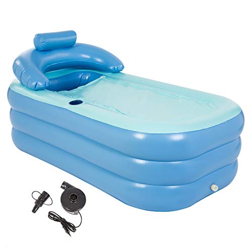 CO-Z Bañera Portátil para Adultos 160x82x72cm Bañera Hinchable de PVC para Ducha SPA Hinchable con Bomba Eléctrica (bomba eléctrica)