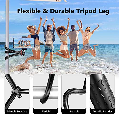 Cocoda Tripode para Movil, Flexible Tripodes Camaras con Rótula de Bola 360°, Trípode con Tornillo Universal de 1/4 Pulgadas y Control Remoto Bluetooth Compatible con iPhone, Samsung, GoPro, Cámara