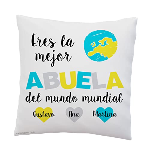 Cojín Abuela personalizado 40x40 cm. Incluye relleno. Elige el color diseño. Día de la Madre, regalo de Reyes Magos. Cumpleaños abuelita. Cojines originales. Aniversario Idea regalo mujer