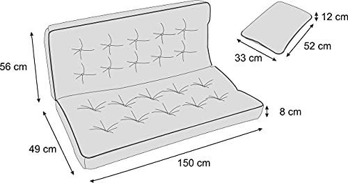 Cojín de asiento para banco de jardín, columpio, cojín de suelo, para balancín, para exterior e interior, 150 cm, color beige