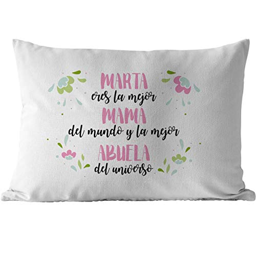 Cojín personalizado mamá y abuela Eres la mejor mamá del mundo y la mejor abuela del universo, 50x30cm incluye relleno ideal regalo original Día de la madre