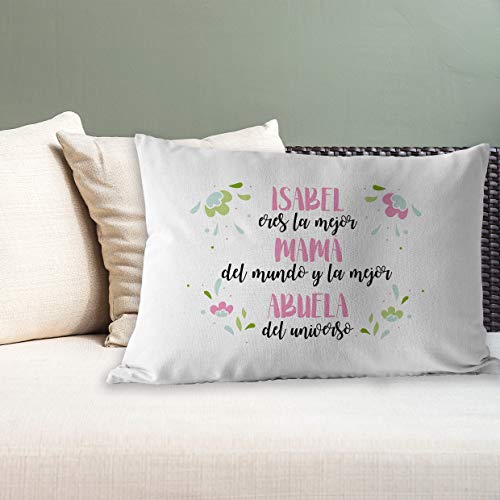 Cojín personalizado mamá y abuela Eres la mejor mamá del mundo y la mejor abuela del universo, 50x30cm incluye relleno ideal regalo original Día de la madre