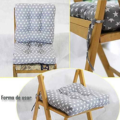 Cojines para Silla, 40x40 CM, Acolchados, Relleno de Algodón 7cm, Cómodos y BIandos, Ideal para la Decoración de Cocina y Salón, Comedor y jardín. Fabricados en España (Pack 2 Unidades, Estrella)