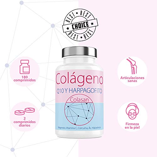 Colágeno Con Magnesio 90 comprimidos |Vitamina C|Ácido Hialurónico + Q10 |Cúrcuma|Hárpago| Vitamina D3 |Suplemento Para Una Piel Radiante y Un Buen Mantenimiento las Articulaciones