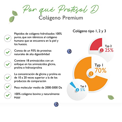 Colágeno en polvo 600 g - Premium: 100% péptidos hidrolizados de colágeno bovino de Protesol D - Sabor neutro - Sin aditivos - Colágeno tipo 1 2 3