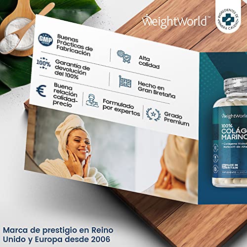 Colágeno Hidrolizado Marino Dosis Alta de 1170 mg 120 Cápsulas | 100% Péptidos Colágeno Marino Puro de Peces Salvajes, Proteínas de Colágeno para la Masa Muscular Para Huesos y Articulaciones