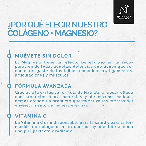 Colágeno marino con magnesio. Colágeno hidrolizado PEPTAN® para el mantenimiento de articulaciones, cartílagos, huesos y piel. Colágeno Marino Hidrolizado + magnesio + ácido hialurónico + vitamina C.