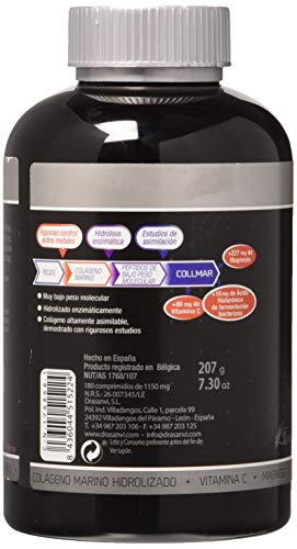 Colágeno marino Drasanvi Colmar hidrolizado con magnesio, ácido hialurónico y vitamina C - 180 comprimidos (pack 2 u.)