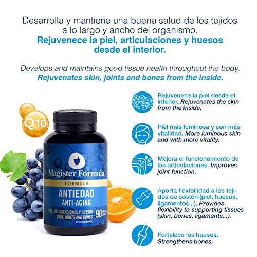 Colageno Marino Hidrolizado + Ácido Hialurónico + Vitamina C y A + Selenio + Q10 + Resveratrol al 98% | Suplemento de 90 Cápsulas | Piel, Articulaciones y Huesos | Regenera Tejidos Desde el Interior