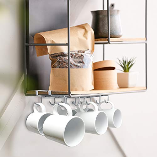 Colgador tazas y organizador armarios cocina | Colgador utensilios cocina ideal como portavasos o colgador tazas | Organizador armario cocina de hierro con ganchos para taza debajo del estante