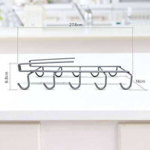 Colgador tazas y organizador armarios cocina | Colgador utensilios cocina ideal como portavasos o colgador tazas | Organizador armario cocina de hierro con ganchos para taza debajo del estante