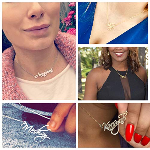 Collar con Nombre Personalizados Plata Colgante con Nombre Joya Oro Personalizada Navidad,Aniversario,Amistad,Día de la madre,Ideas de Regalos de Cumpleaños Para Mujeres,Niñas,Madre,Hija,Ella