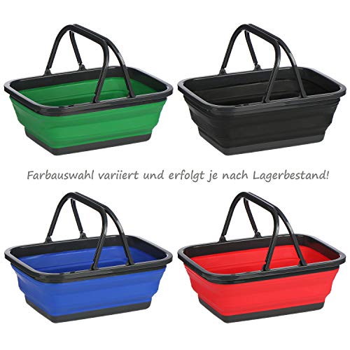 com-four® Cesta de Compras Plegable de Silicona - Caja de Transporte - Caja Plegable - Cesta de Camping la selección de Colores varía (Altura: 15 cm - 1 Pieza)