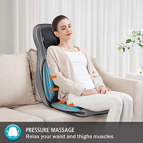 COMFIER Asiento de Masaje Shiatsu para Espalda y Cuello - Masajeador de Espalda 2D / 3D de amasamiento Completo con Calor y compresor Ajustable, Masajeador de Cuerpo Completo