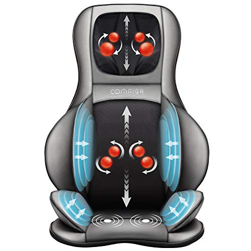 COMFIER Asiento de Masaje Shiatsu para Espalda y Cuello - Masajeador de Espalda 2D / 3D de amasamiento Completo con Calor y compresor Ajustable, Masajeador de Cuerpo Completo