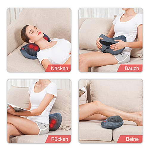 COMFIER Shiatsu Cojín Masajeador Eléctrico para Cuello y Espalda, Almohada Cervical de Masaje con Calor para Cintura, Hombros, Piernas, Uso en Casa, Coche y Oficina