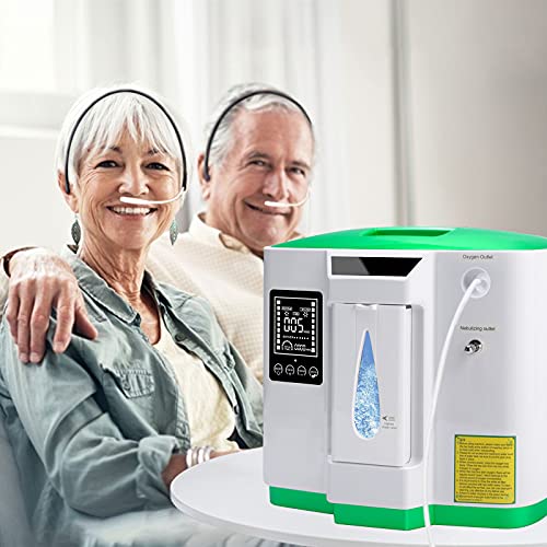 Concentrador de oxígeno, 90% Alta Pureza 2-9L / min Generador de oxígeno de flujo O2 Hogar inteligente LED portátil con control remoto para uso doméstico y de viaje en automóvil, DE-2AW