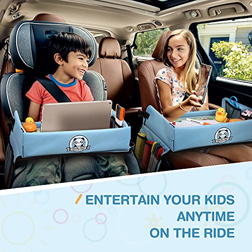 COOLJOY Bandeja Viaje Coche Niños, Mesa Coche para Niños, Tablero Impermeable del Acolchado Suave, Paredes Laterales Robustas - Bandeja de Comida y Bocadillos Asiento de Auto, Viaje Aéreo ect.