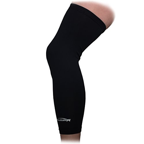 COOLOMG Calentador de rodilla para ciclismo, baloncesto, fútbol, protección UV, antideslizante, para hombre, mujer, niños, jóvenes, color negro, L (1 par)