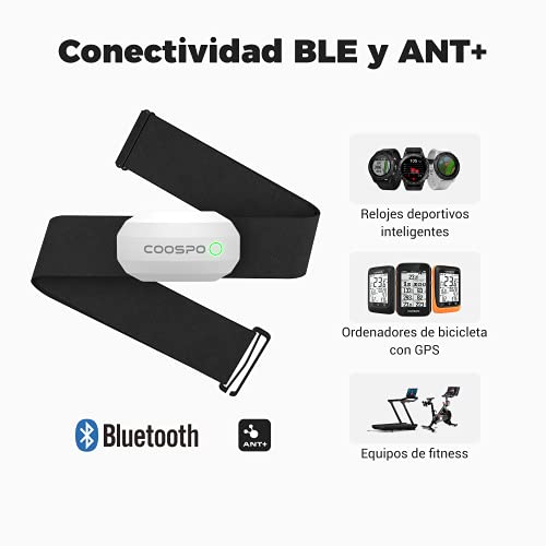 CooSpo Banda de Frecuencia Cardiaca Pulsometro Pectoral Monitor Sensor de Frecuencia Cardíaca Bluetooth 4.0 Ant + para Garmin Polar Endomondo Zwift Strava y Otros