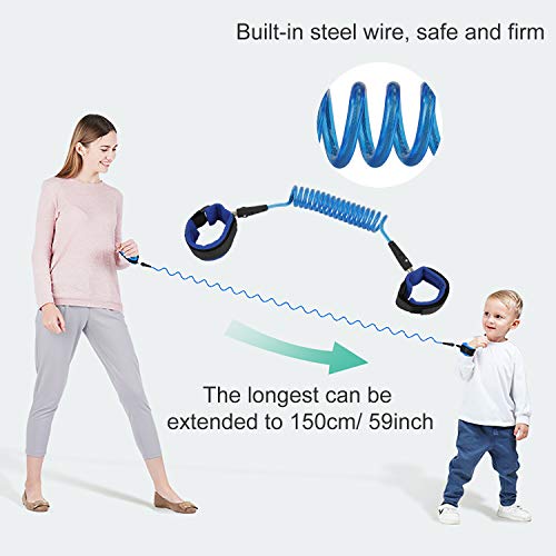 Correa de Muñeca Antipérdida para Niño Ajustable Rotación de 360 Grados Cinturón de Seguridad Suave Elástica Caminando Mano Arnés Elástico Cuerda de Alambre Ideal para Actividades al Aire Libre 1.5M