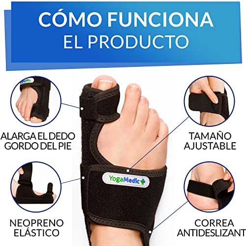 Corrector de juanetes set nocturno y dia [4x] 2 Correctores hallux valgus ajustables, 2 Separador dedos pie - 0% BPA, Talla única